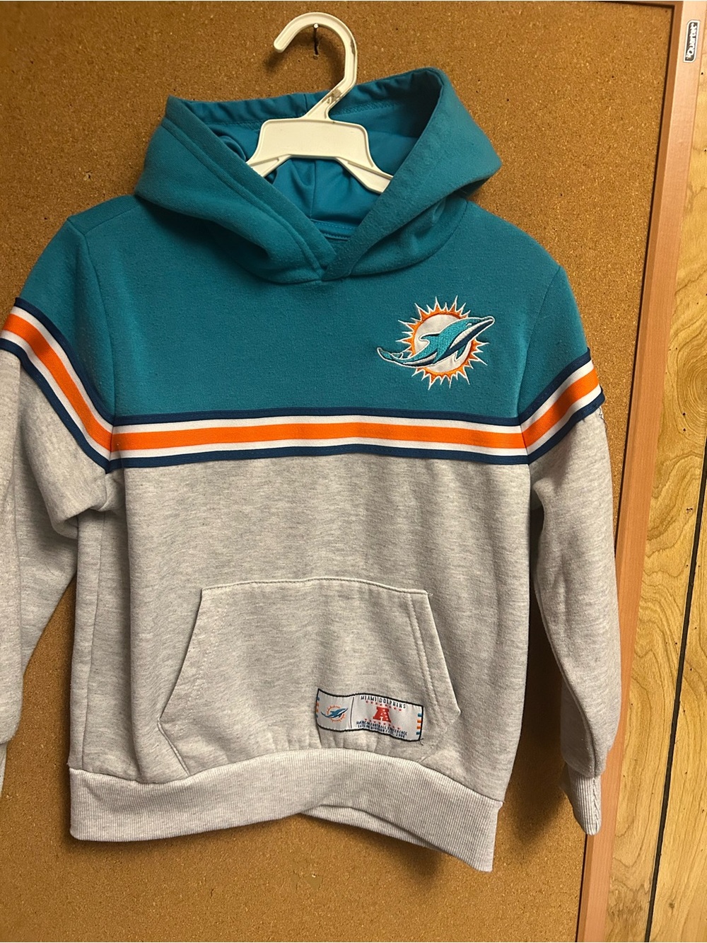 Miami Dolphins Teal, Gray & Orange Kids Hoodie with Miami Dolphins Logo